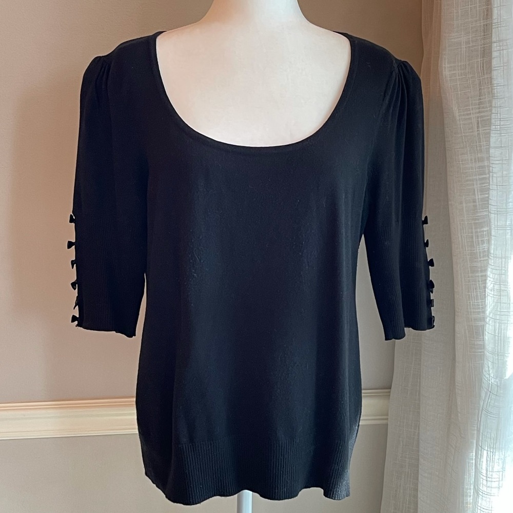Audrey & Grace Black Retro Sweater Elbow Sleeve XL
